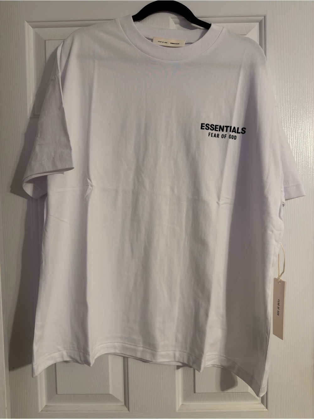Essentials White Crewneck Tee with Black Chest Logo